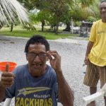 Thumbs up from an elderly gentleman on an outer island in the Marshall Islands.