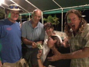 Mieco Beach Yacht Club Pub Quiz winners Seal and Viadante with emcee Good News. Photo: Cesar dela Cruz